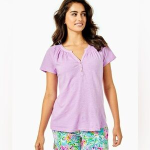 Lilly Pulitzer Essie Short Sleeve Top Tee Purple Iris Size Medium NWT